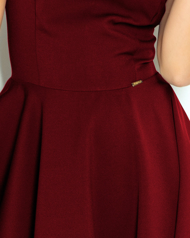 14549-6-114-11 Ausgestelltes Kleid - herzförmiger Ausschnitt - Burgunder Farbe-6