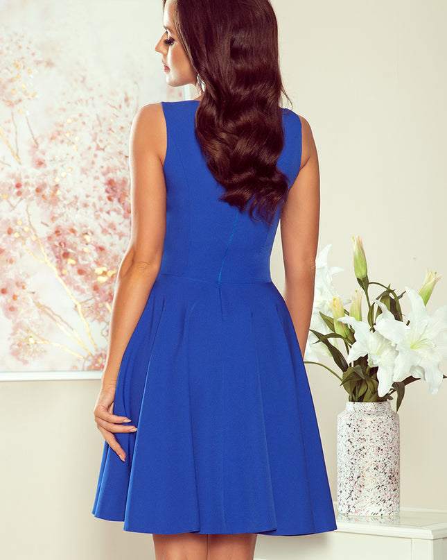 14472-4-114-12 Ausgestelltes Kleid - herzförmiger Ausschnitt - Blau-4