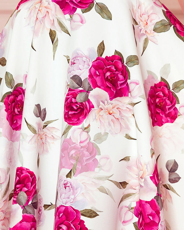 16341-7-114-16 Ausgestelltes Kleid - herzförmiger Ausschnitt - Rosen-7