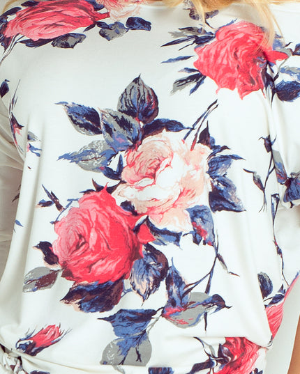 9739-5-Sportliches Kleid - farbige große Blüten  13-49-5