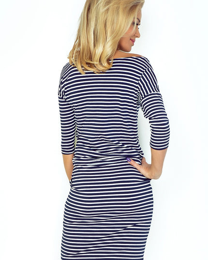 7590-4-Sportliches Kleid - Blauen Streifen  13-51-4