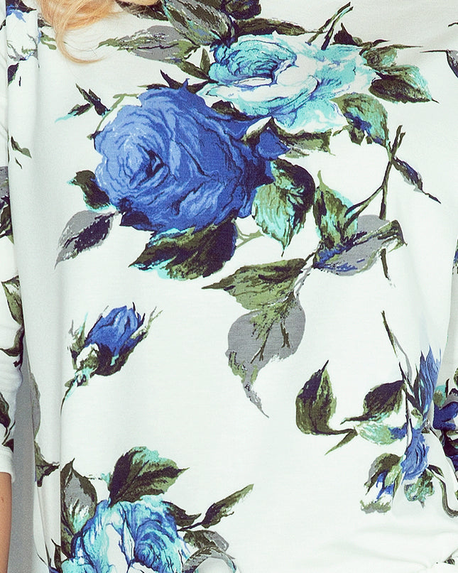 10891-7-Sportliches Kleid - farbige große Blauen Blüten  13-65-7