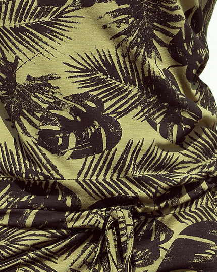 12081-5-13-85 Sportliches Kleid - runde Blätter + KHAKI-5