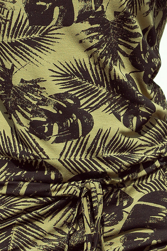 12081-5-13-85 Sportliches Kleid - runde Blätter + KHAKI-5