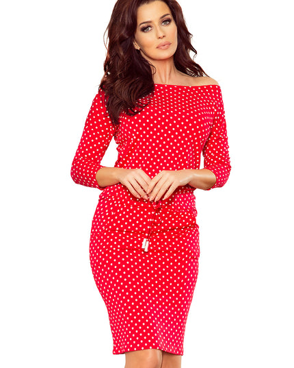 12996-6-13-98 Sportkleid mit Bindung und Taschen - Rot + Tupfen-6