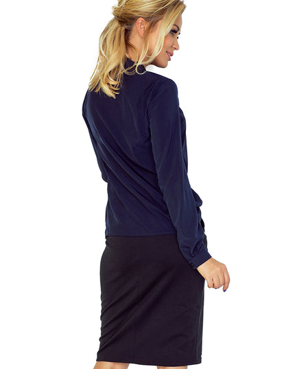 7708-4-Bluse mit Bindung - dunkel blau 140-4-4