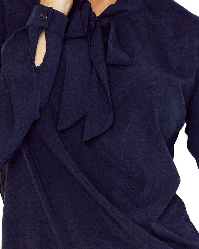 7708-5-Bluse mit Bindung - dunkel blau 140-4-5