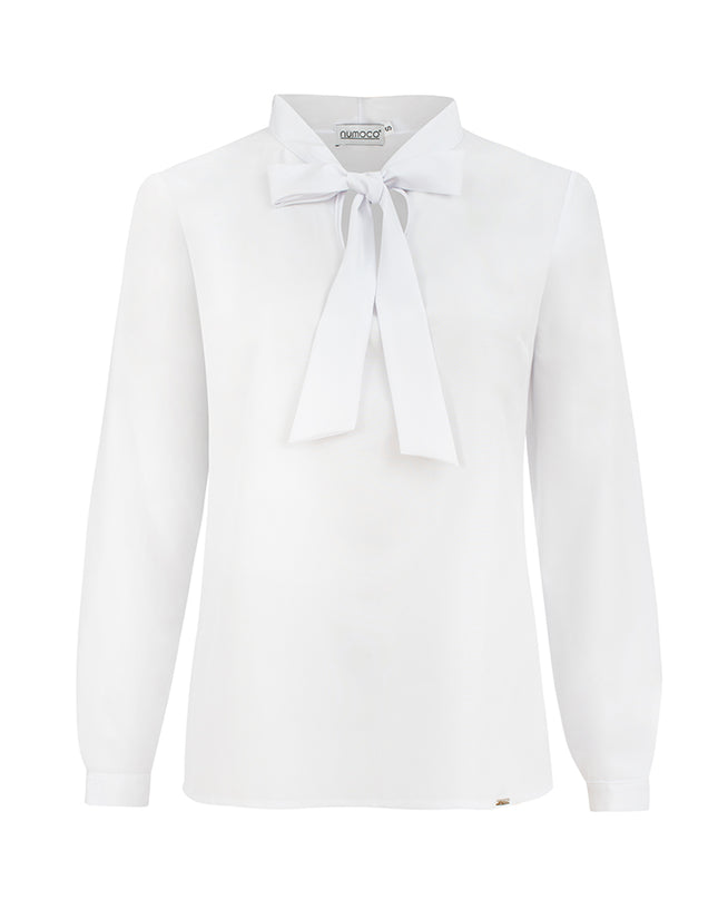 11168-6-Bluse mit Bindung - weiß 140-8-6