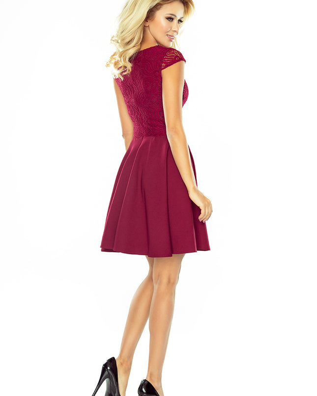 11344-2-Kleid MARTA mit Spitze - Burgunder Farbe 157-3-2