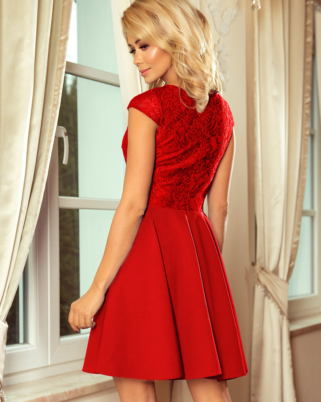 11837-4-157-8 Kleid MARTA mit Spitze -  rot-4