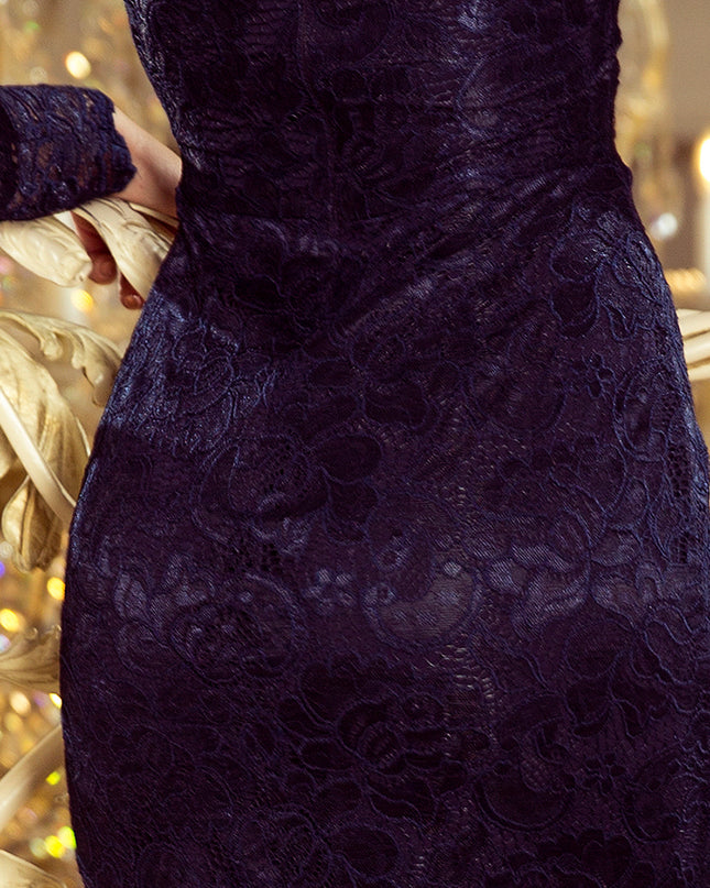 12808-6-170-7 Spitzenkleid mit Ausschnitt - dunkelblau-6