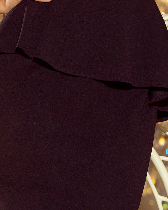 12300-6-192-3 Elegantes Midikleid mit Rüschen - Schwarz-6