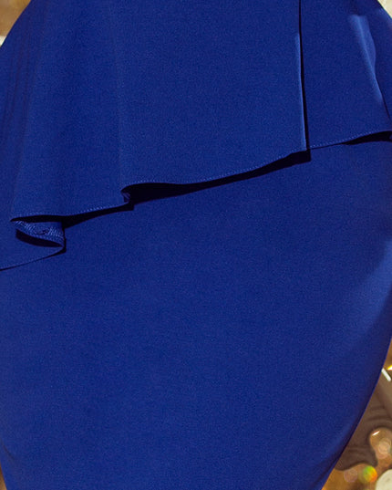 12794-5-192-7 Elegantes Midikleid mit Rüschen - blau-5