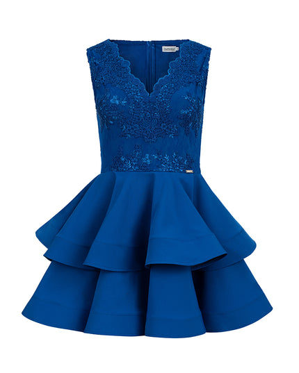 12096-8-200-7 CHARLOTTE - Exklusives Kleid mit Spitzen-Ausschnitt - blau-8