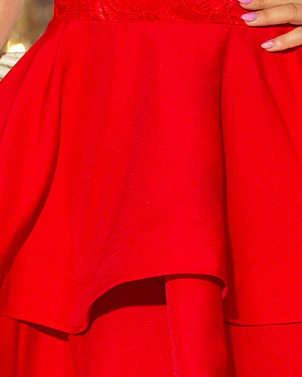 12185-6-205-1 LAURA ausgestelltes Kleid mit Spitze - rot-6