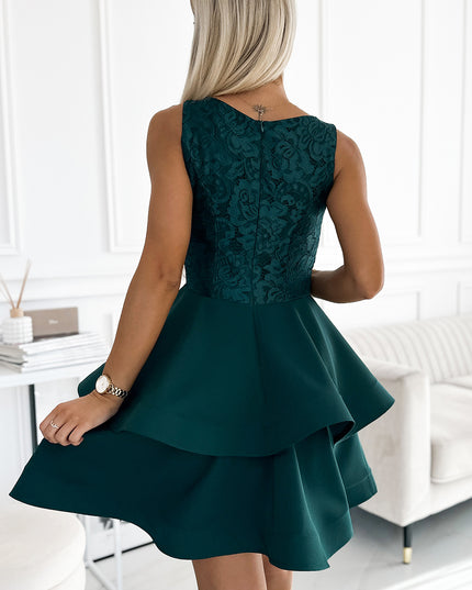 18549-3-205-4 LAURA ausgestelltes Kleid mit Spitze - Grün-3