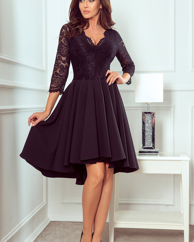 18592-3-210-10 NICOLLE - Kleid mit längerem Rücken mit Spitzenausschnitt - schwarz-3