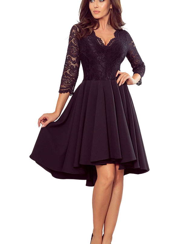 18592-6-210-10 NICOLLE - Kleid mit längerem Rücken mit Spitzenausschnitt - schwarz-6