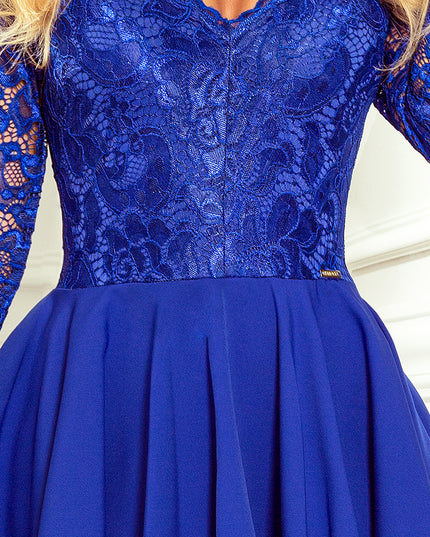 14794-5-210-12 NICOLLE - Kleid mit längerem Rücken mit Spitzenausschnitt - blau-5