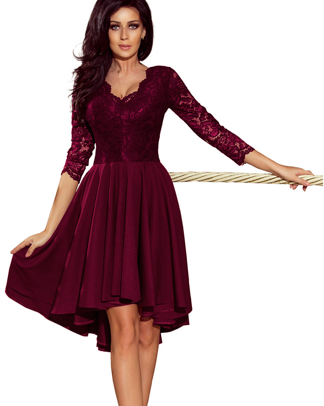 15785-6-210-13 NICOLLE - Kleid mit längerem Rücken mit Spitzenausschnitt - Pflaume-6