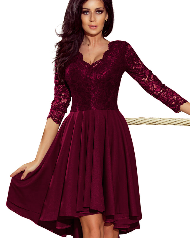 15785-7-210-13 NICOLLE - Kleid mit längerem Rücken mit Spitzenausschnitt - Pflaume-7