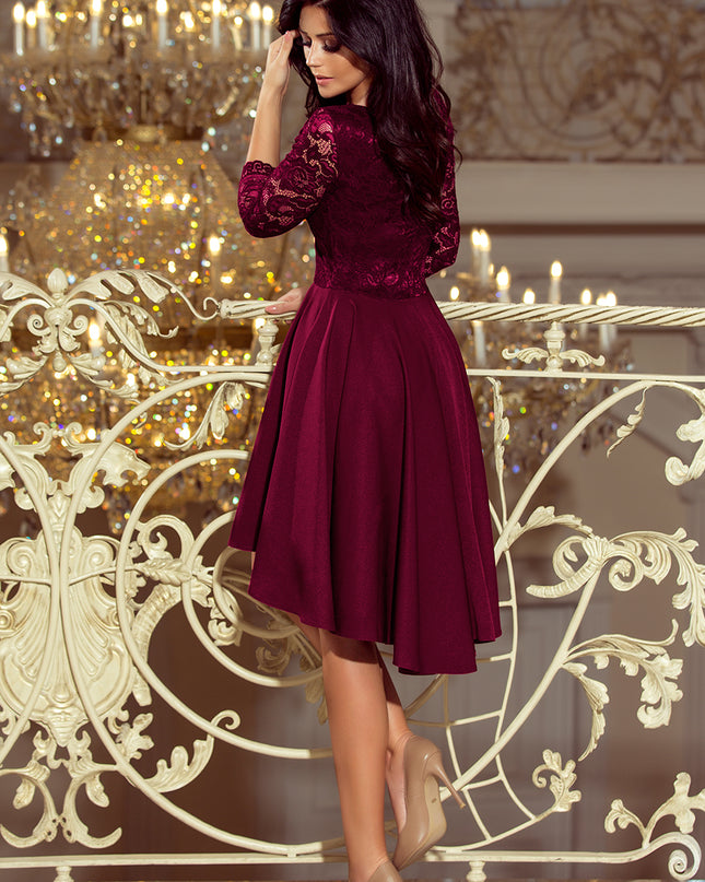 15785-2-210-13 NICOLLE - Kleid mit längerem Rücken mit Spitzenausschnitt - Pflaume-2