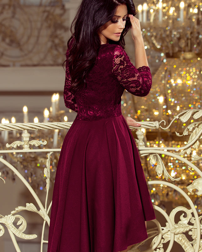 15785-4-210-13 NICOLLE - Kleid mit längerem Rücken mit Spitzenausschnitt - Pflaume-4