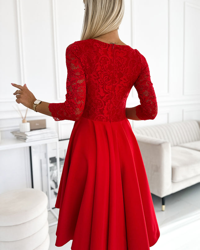 18674-3-210-16 NICOLLE - Kleid mit Spitzenausschnitt und längerem Rücken - rot-3