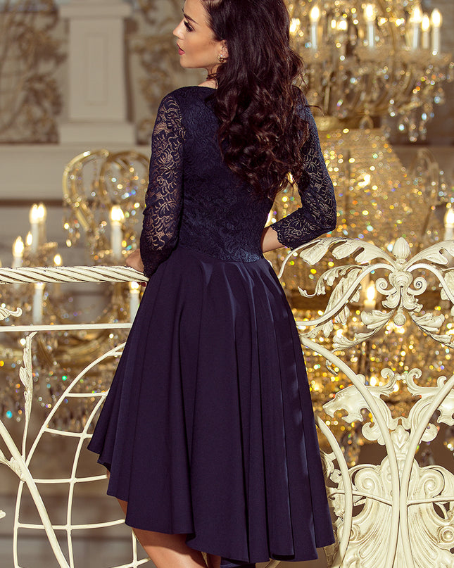 14170-4-210-2 NICOLLE - Kleid mit längerem Rücken mit Spitzenausschnitt - dunkelblau-4
