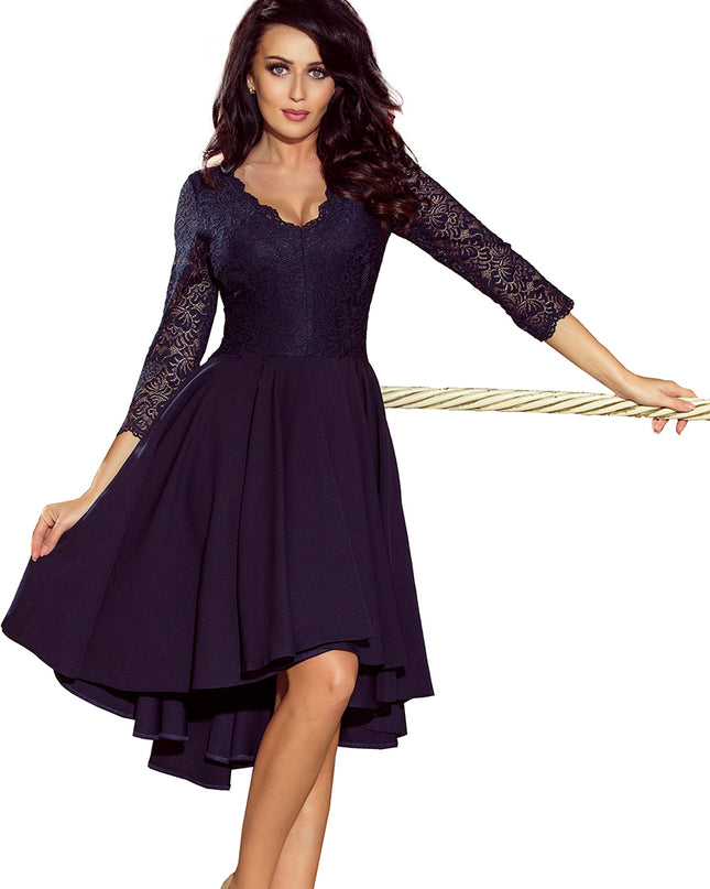 14170-5-210-2 NICOLLE - Kleid mit längerem Rücken mit Spitzenausschnitt - dunkelblau-5