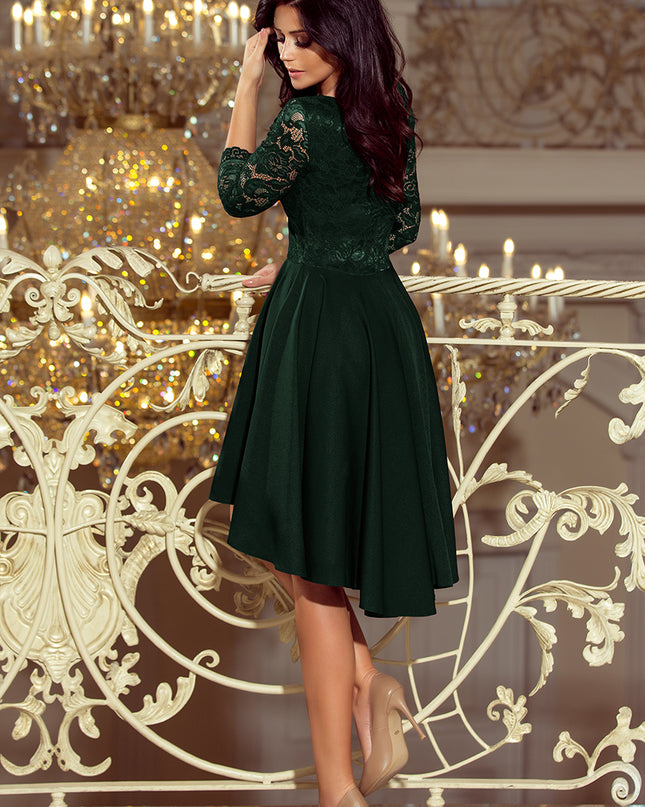 13370-2-210-3 NICOLLE - Kleid mit längerem Rücken mit Spitzenausschnitt - dunkelgrün-2