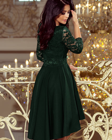 13370-4-210-3 NICOLLE - Kleid mit längerem Rücken mit Spitzenausschnitt - dunkelgrün-4
