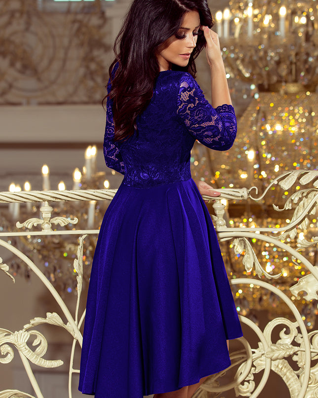 13959-4-210-4 NICOLLE - Kleid mit längerem Rücken mit Spitzenausschnitt - blau-4