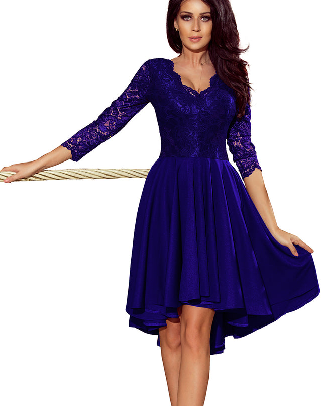 13959-5-210-4 NICOLLE - Kleid mit längerem Rücken mit Spitzenausschnitt - blau-5