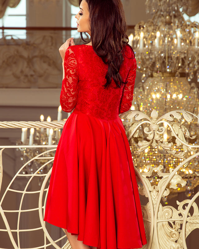 13764-4-210-6 NICOLLE - Kleid mit längerem Rücken mit Spitzenausschnitt - Rot-4