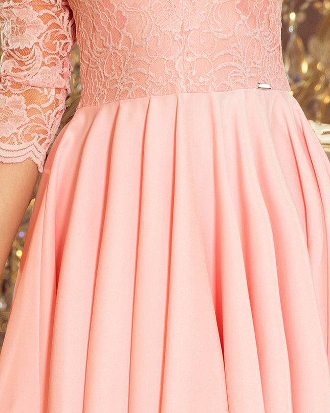 14098-6-210-7 NICOLLE - Kleid mit längerem Rücken mit Spitzenausschnitt - Pastellrosa-6