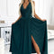 18626-1-211-6 LEA langes Kleid mit Spitzen-Ausschnitt - Grün-1