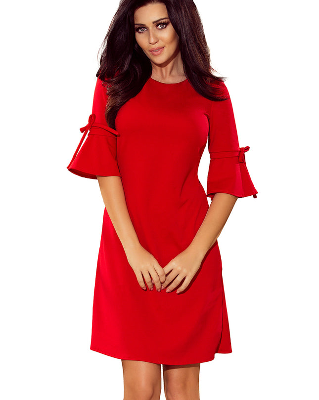 12366-5-217-1 NEVA Trapezförmiges Kleid mit ausgestellten Ärmeln - rot-5