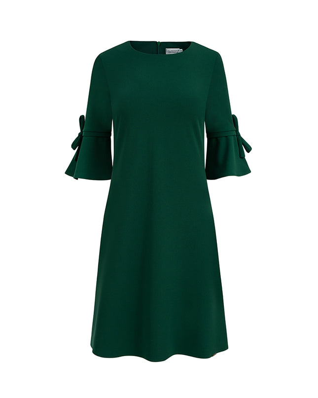 12370-8-217-2 NEVA Trapezförmiges Kleid mit ausgestellten Ärmeln - dunkelgrün-8