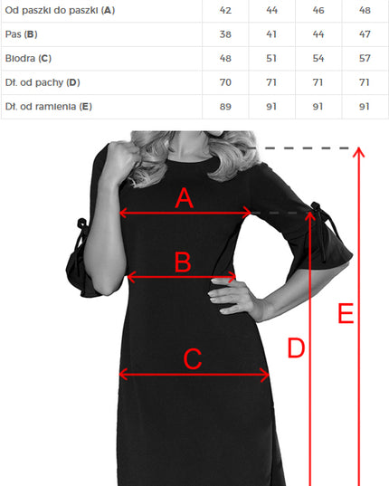 13086-7-217-5 NEVA Trapezförmiges Kleid mit ausgestellten Ärmeln - schwarz + blumen-7