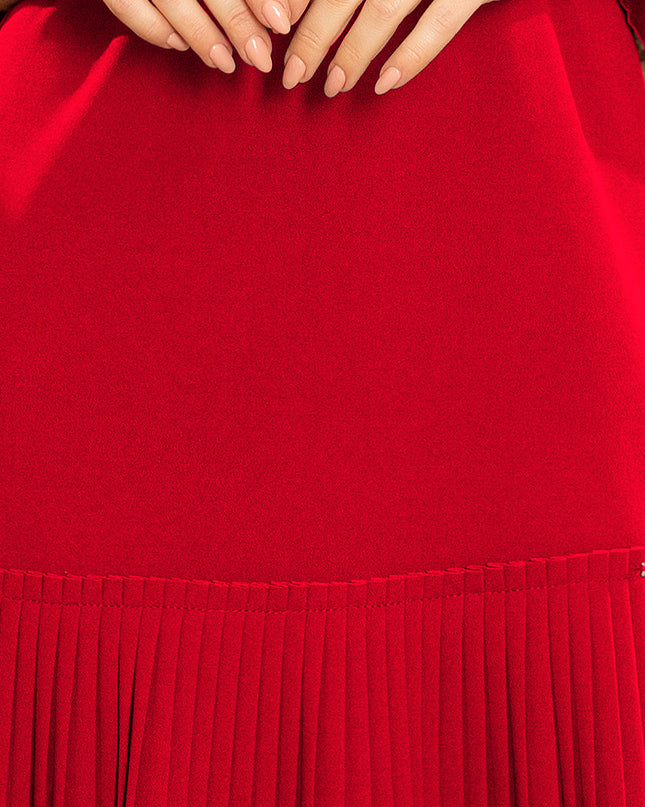 13262-6-228-3 LUCY - plissiertes bequemes Kleid - rot-6