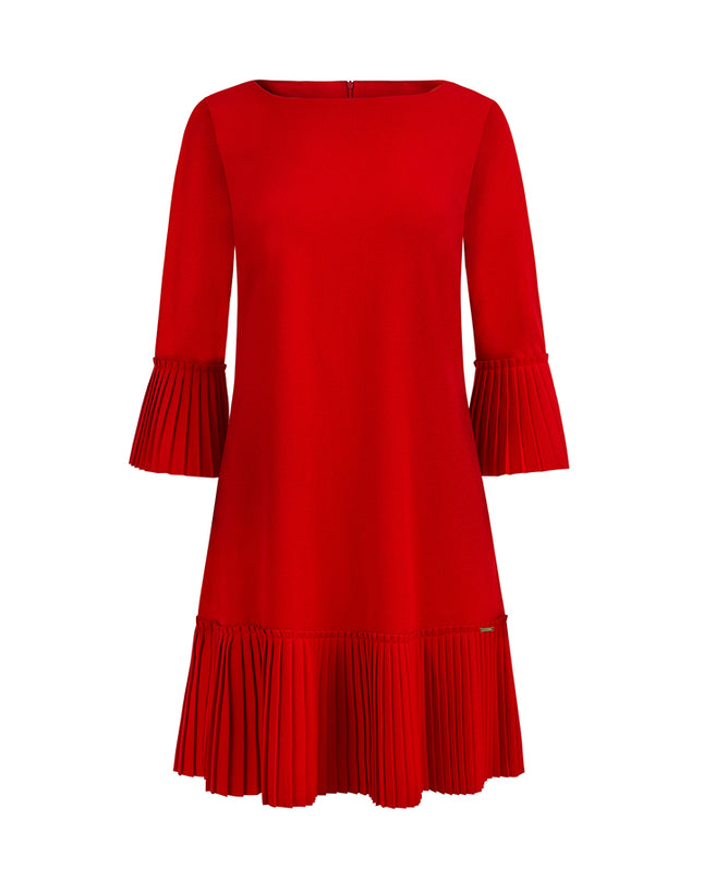 13262-7-228-3 LUCY - plissiertes bequemes Kleid - rot-7