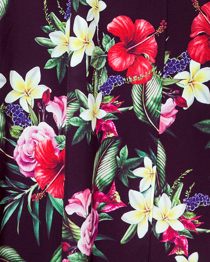 13462-7-245-3 Langes Kleid mit Rüschen und Dekolleté - rote Blumen-7