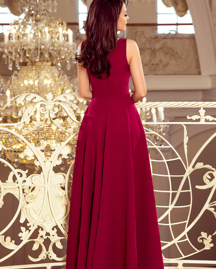 13205-2-246-1 CINDY langes Kleid mit einem Ausschnitt - Burgund-2