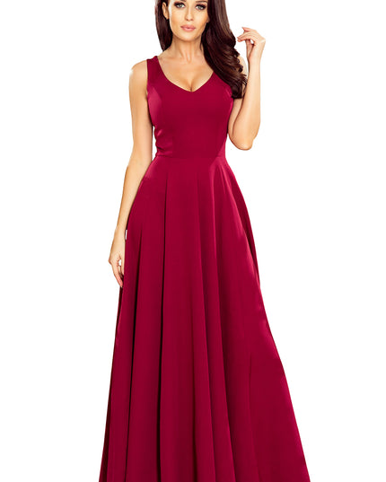 13205-6-246-1 CINDY langes Kleid mit einem Ausschnitt - Burgund-6