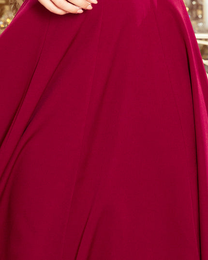 13205-7-246-1 CINDY langes Kleid mit einem Ausschnitt - Burgund-7