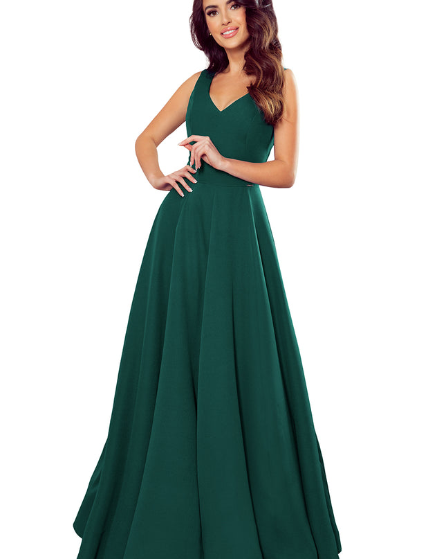 16058-6-246-4 CINDY langes Kleid mit einem Ausschnitt - Grün-6