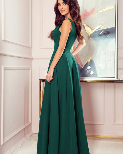 16058-2-246-4 CINDY langes Kleid mit einem Ausschnitt - Grün-2