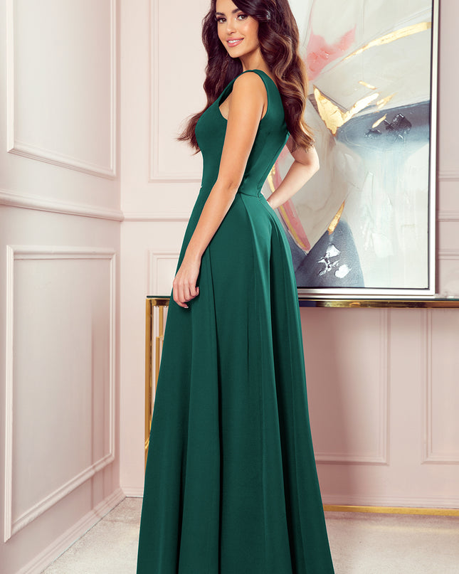 16058-2-246-4 CINDY langes Kleid mit einem Ausschnitt - Grün-2