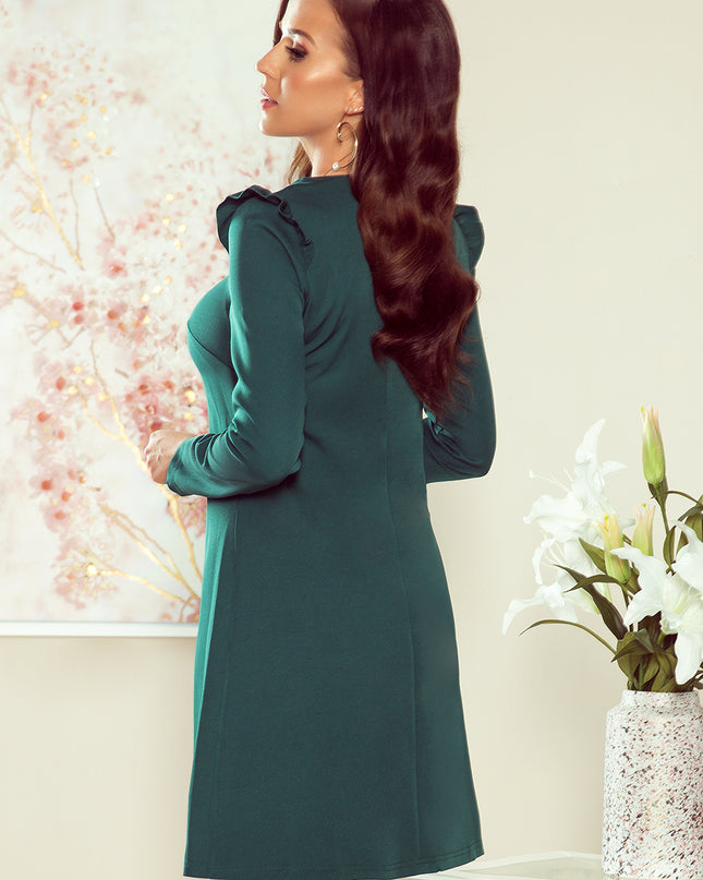 13542-4-264-1 NELL Trapezkleid mit Rüschen - grün-4